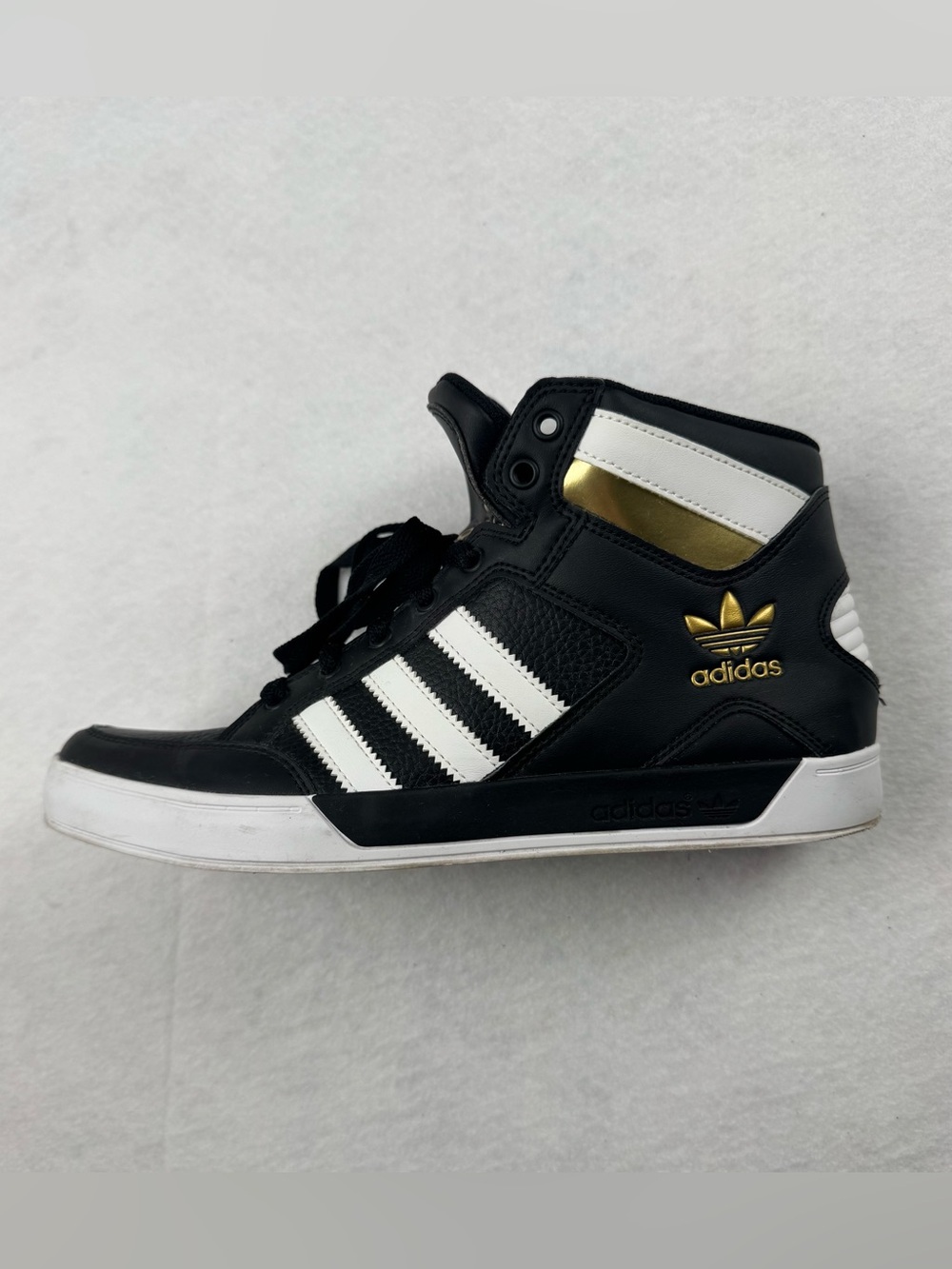 Adidas Originals Black White Gold High Top Sneakers Size 8.5 - Picture 6 of 9